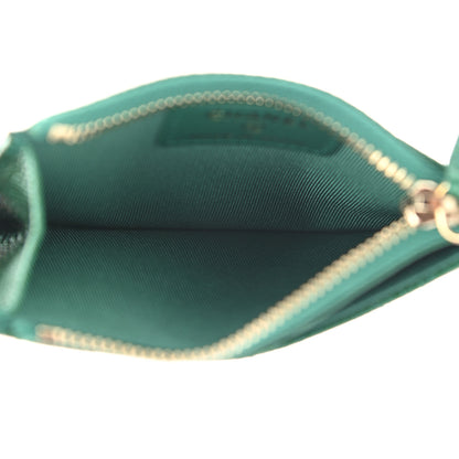 Chanel Metallic Caviar Quilted CC Zip Card Holder Green 5 of 10