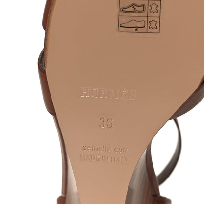 Hermes Calfskin Legend Wedge Sandals 36 Gold 6 of 12