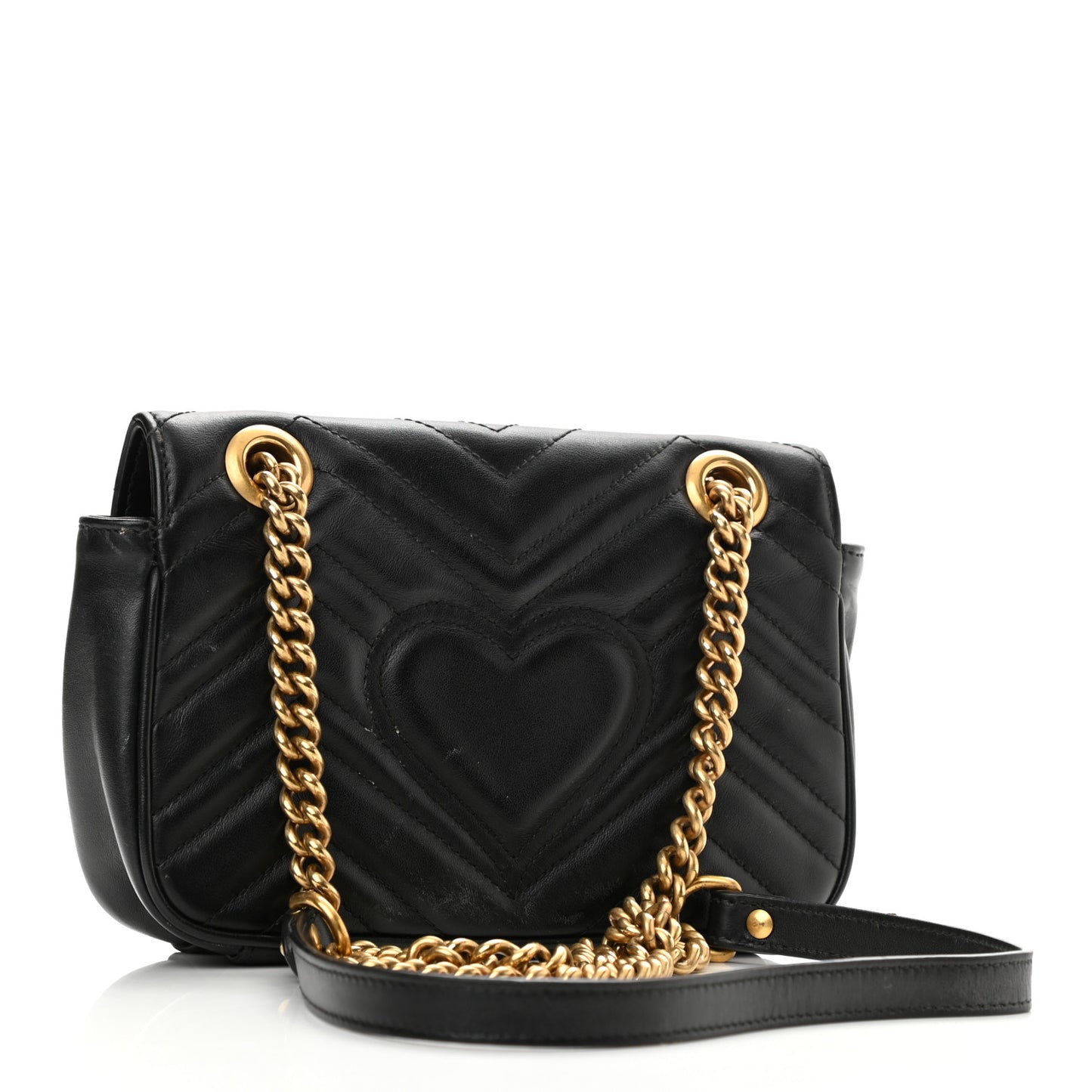 Calfskin Matelasse Mini GG Marmont Shoulder Bag Black
