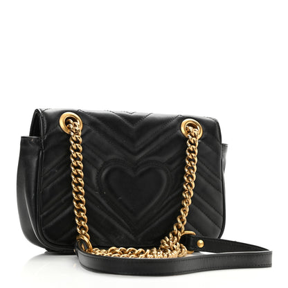 Gucci Calfskin Matelasse Mini GG Marmont Shoulder Bag Black 3 of 15