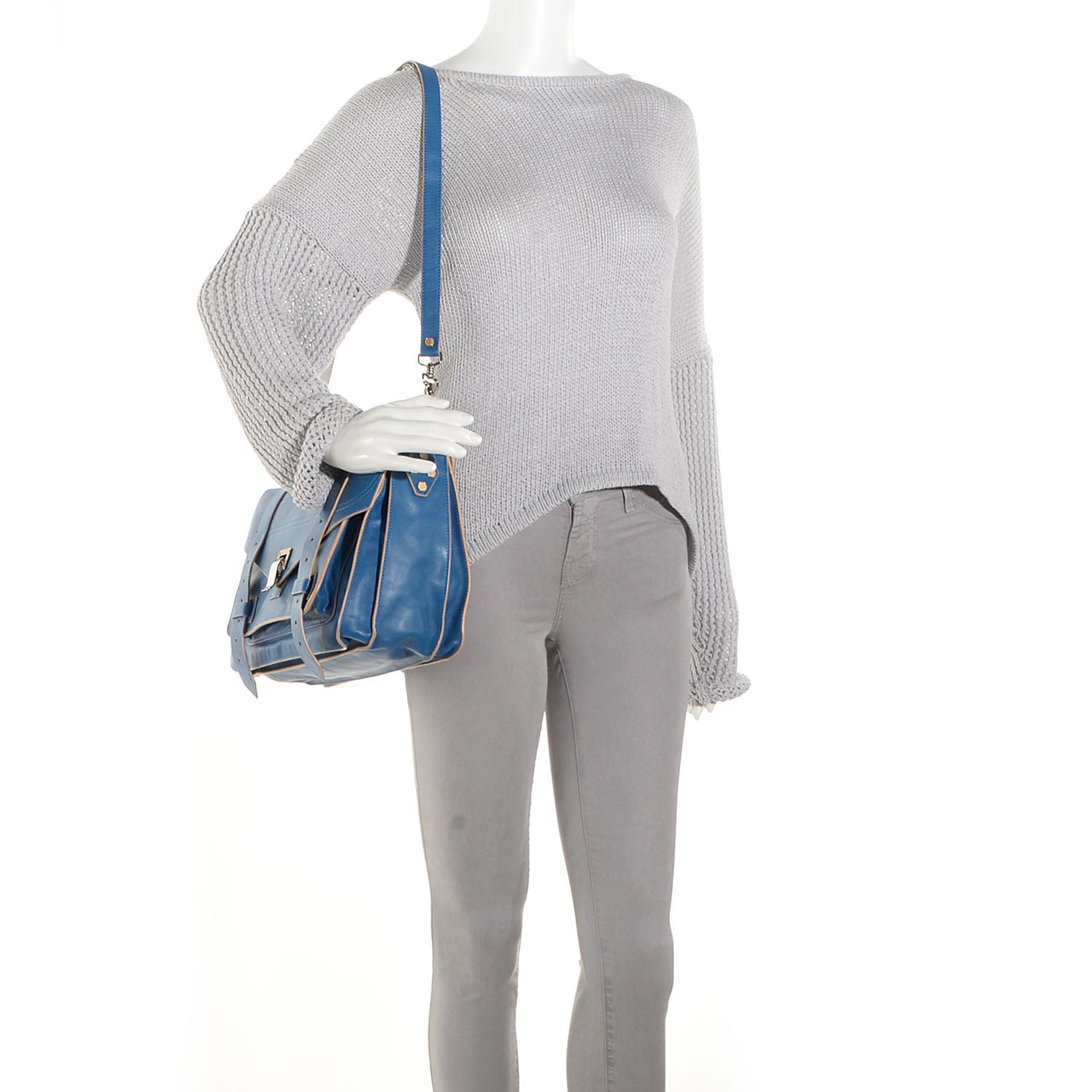 Proenza Schouler Matte Leather Double Sided PS1 Medium Satchel Peacock Grey Nude 2 of 13