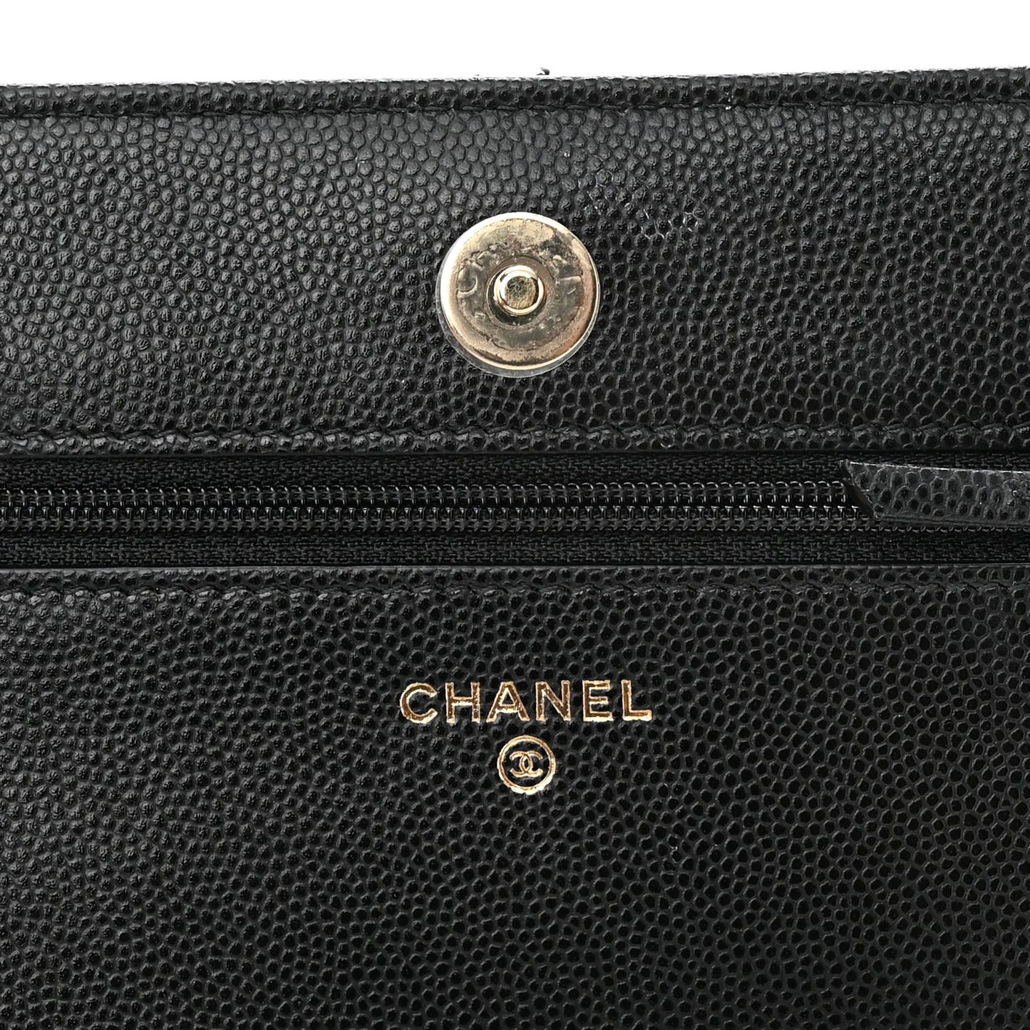 Caviar Quilted Crystal CC Wallet On Chain WOC Black