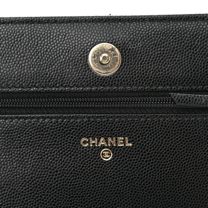 Chanel Caviar Quilted Crystal CC Wallet On Chain WOC Black 6 of 12
