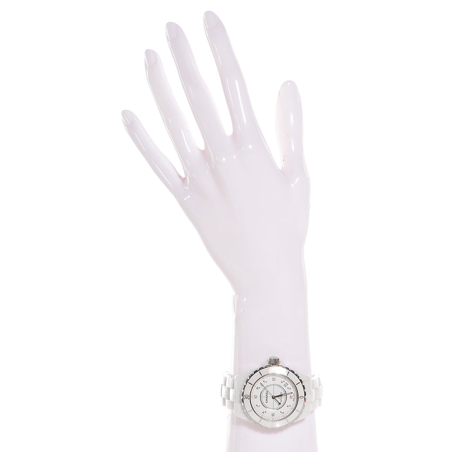 Stainless Steel Ceramic Diamond 33mm J12 Quartz Watch White