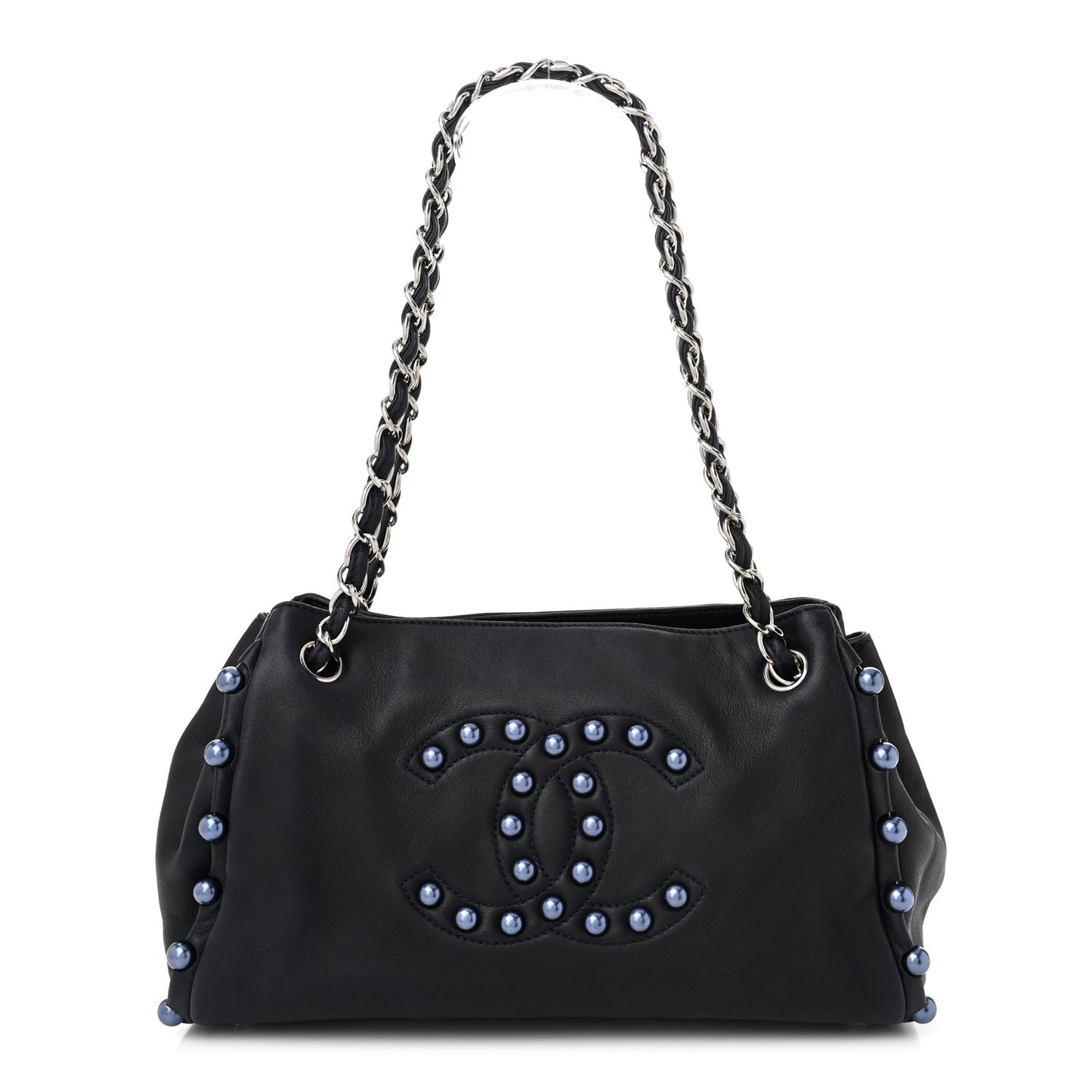 Lambskin Pearl Obsession Tote Navy