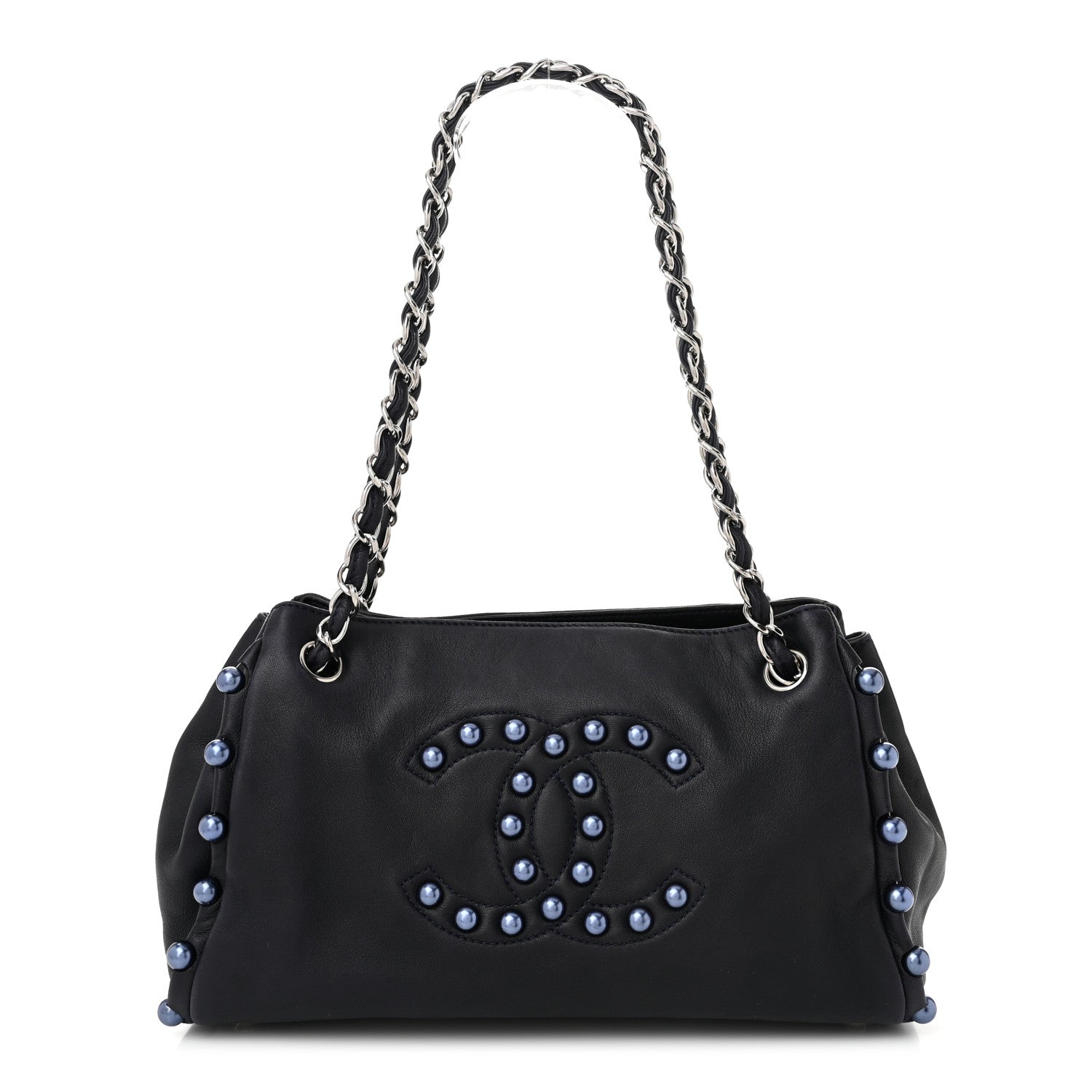 Chanel Lambskin Pearl Obsession Tote Navy 1 of 10