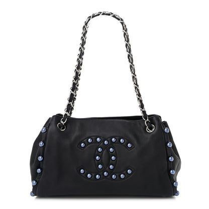 Chanel Lambskin Pearl Obsession Tote Navy 1 of 10