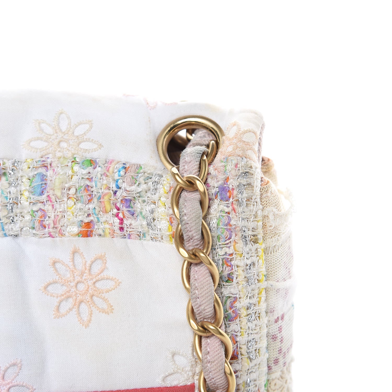 Chanel Fabric Patchwork Medium Flap Bag Pink 10 of 13