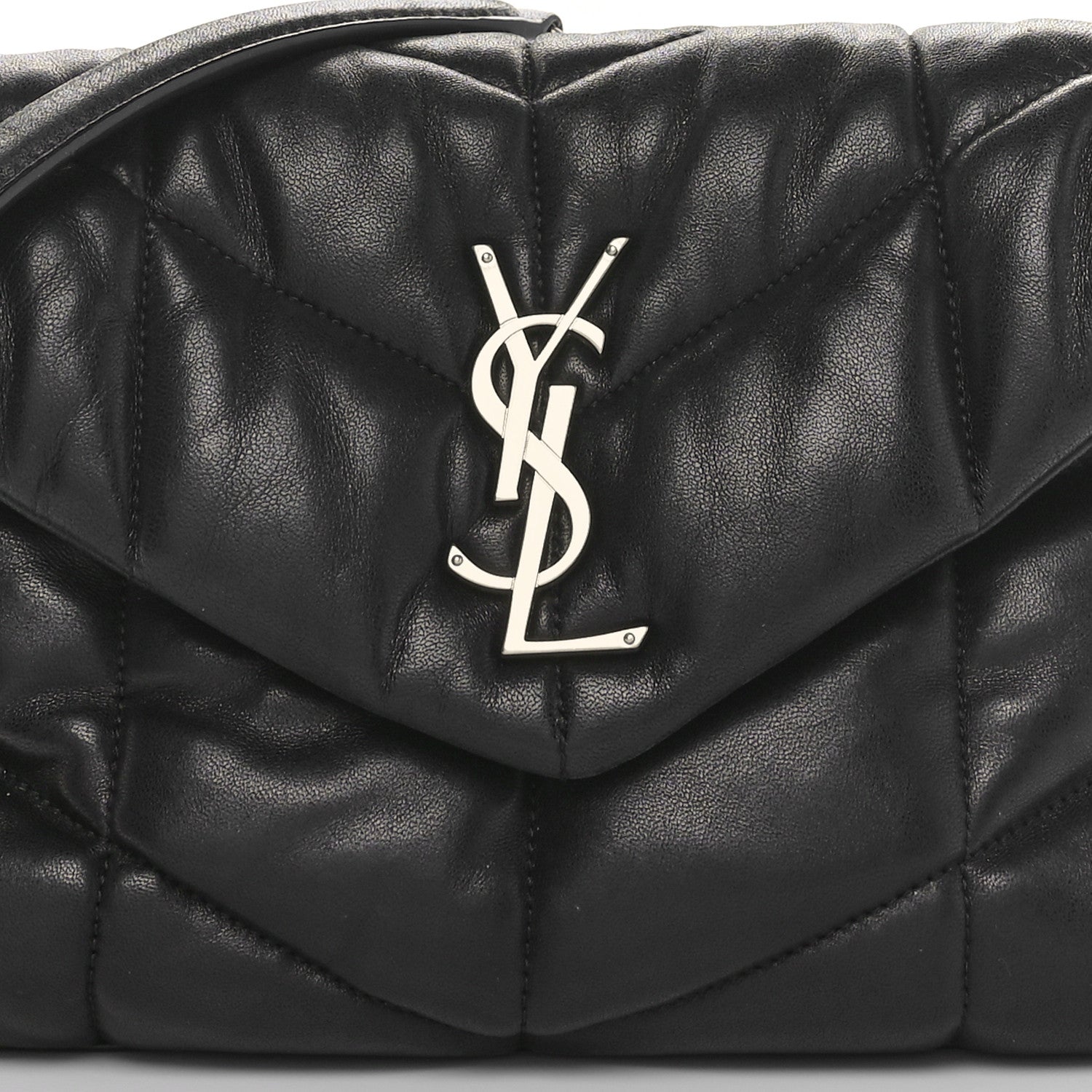 Saint Laurent Lambskin Quilted Small Loulou Puffer Monogram Chain Satchel Black 9 of 11