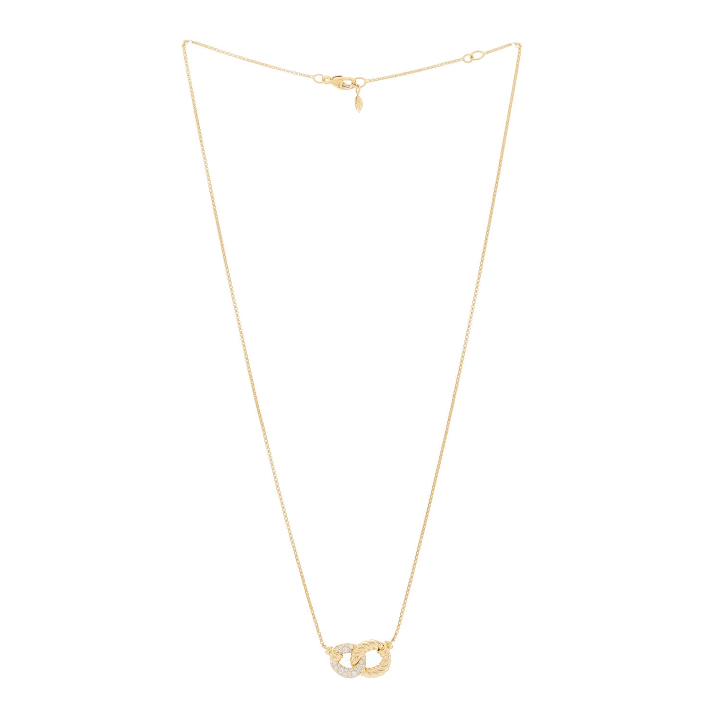18K Yellow Gold Diamond Pave Extra-Small Belmont Pendant Necklace