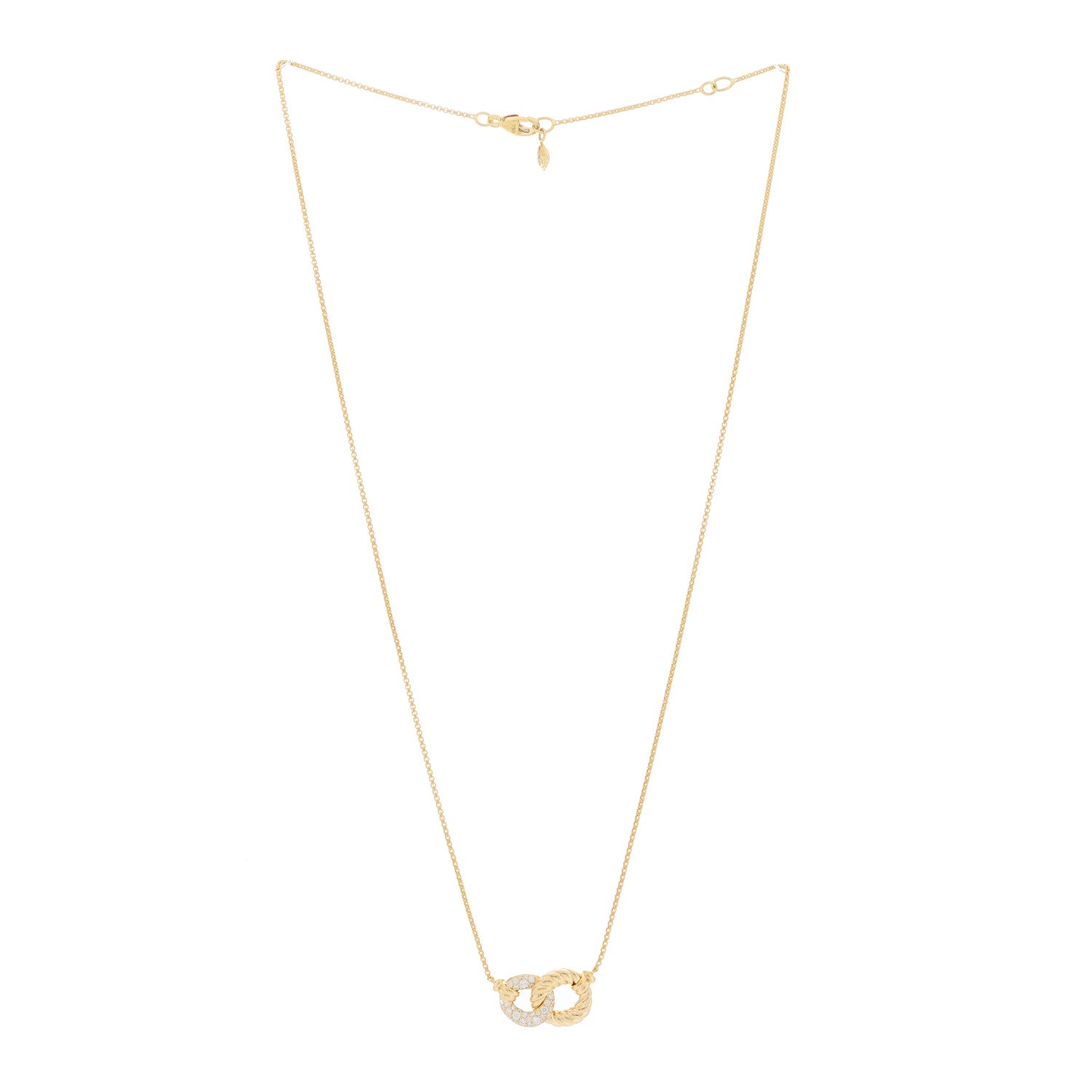 David Yurman 18K Yellow Gold Diamond Pave Extra-Small Belmont Pendant Necklace 2 of 4