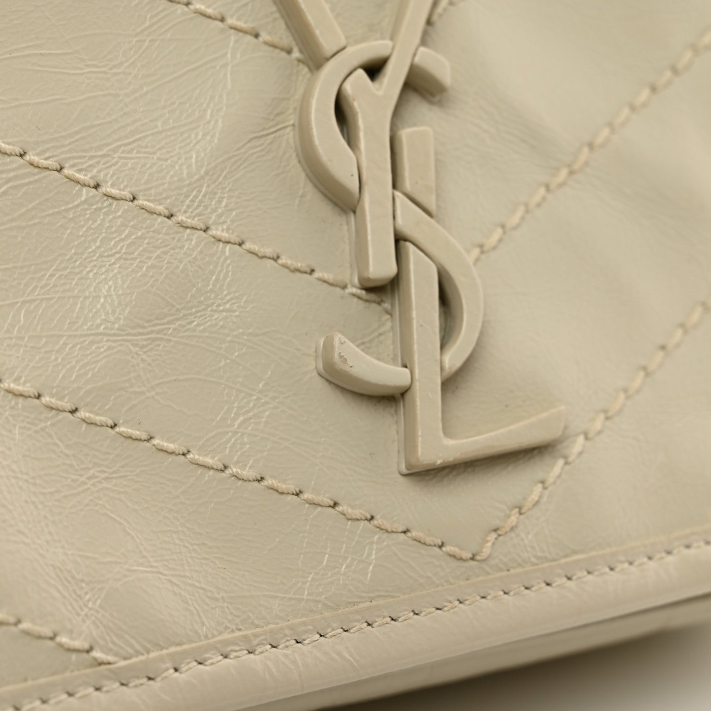 Crinkled Calfskin Matelasse Monogram Niki Chain Wallet Crema Soft