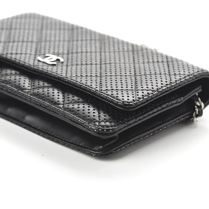Chanel Perforated Lambskin Quilted Wallet On Chain WOC Black 7 of 11