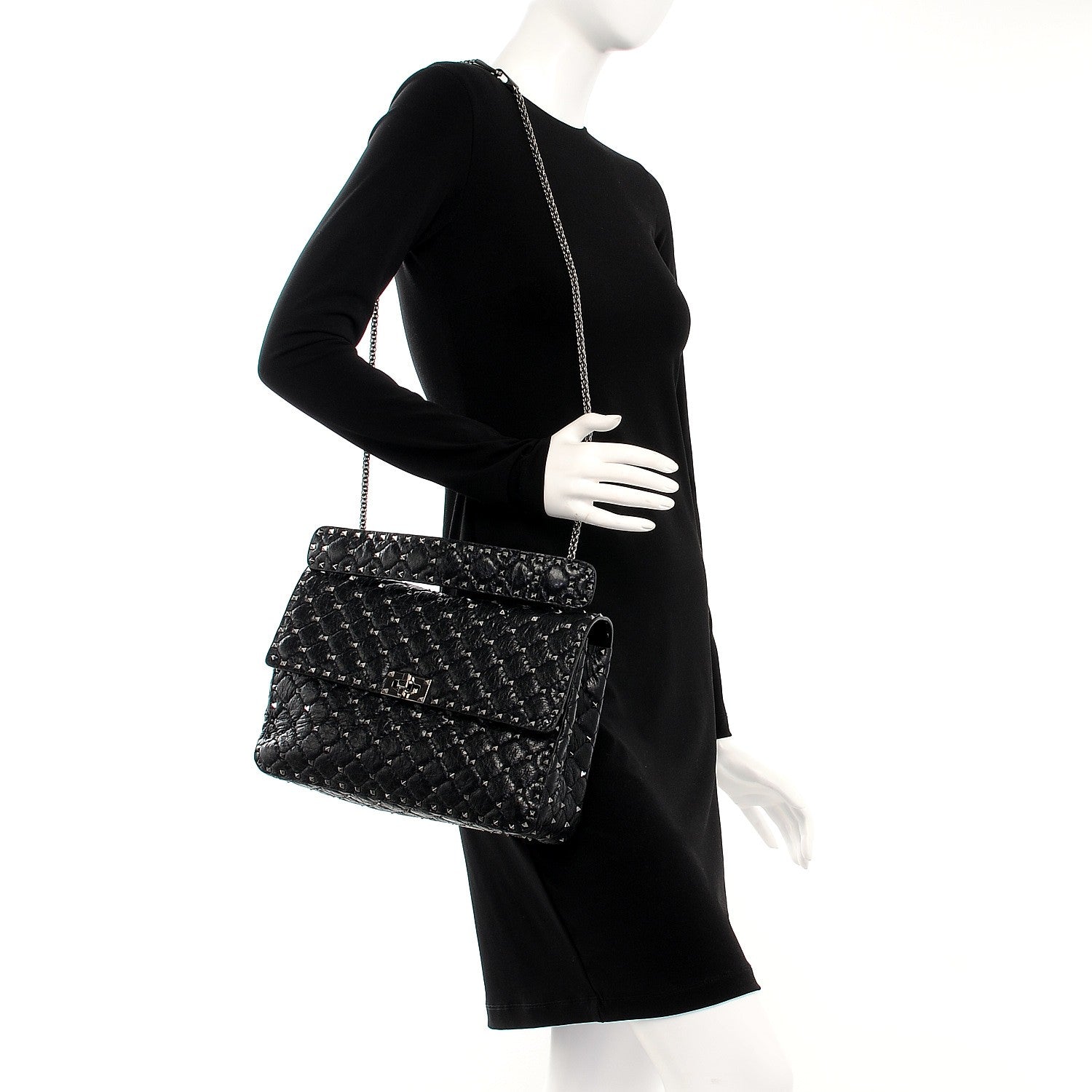 Valentino Garavani Lambskin Medium Rockstud Spike Shoulder Bag Black 2 of 7