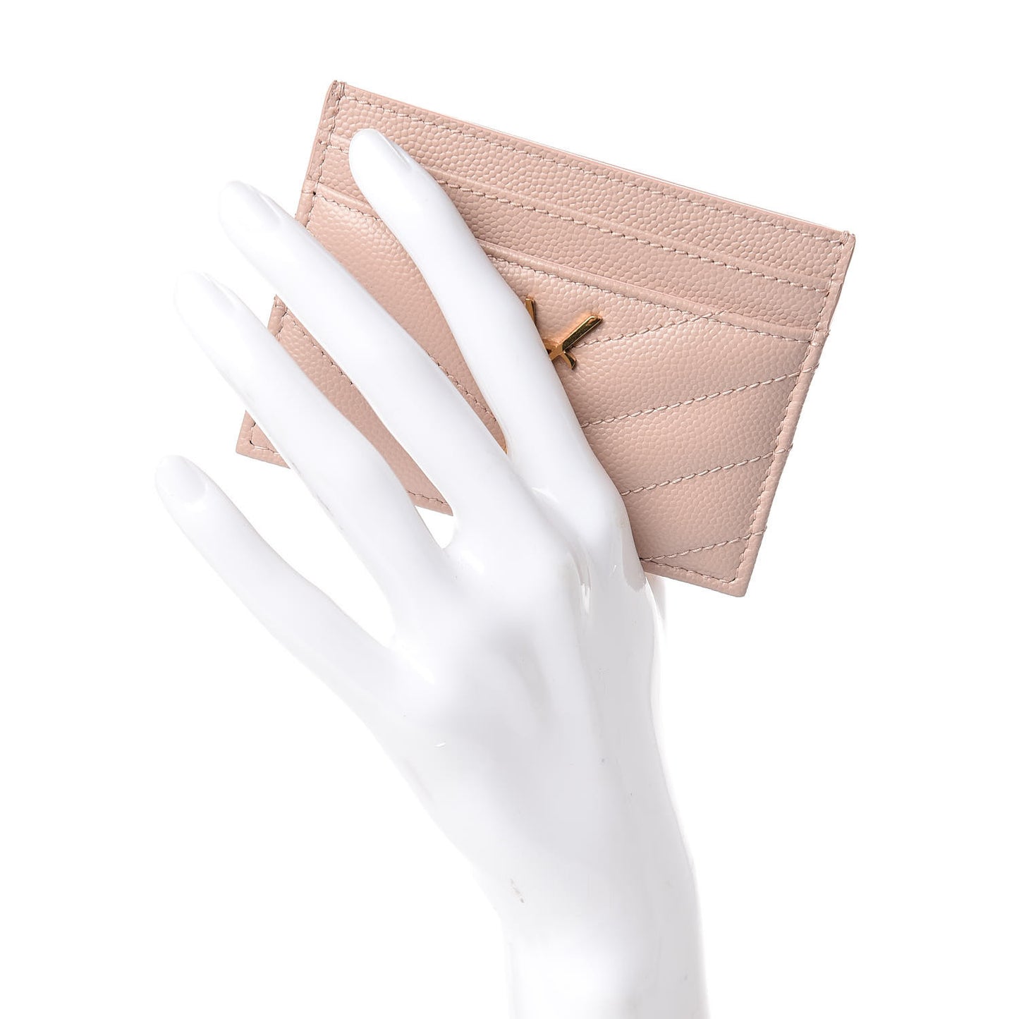 Grain De Poudre Matelasse Chevron Monogram Credit Card Case Pale Pink