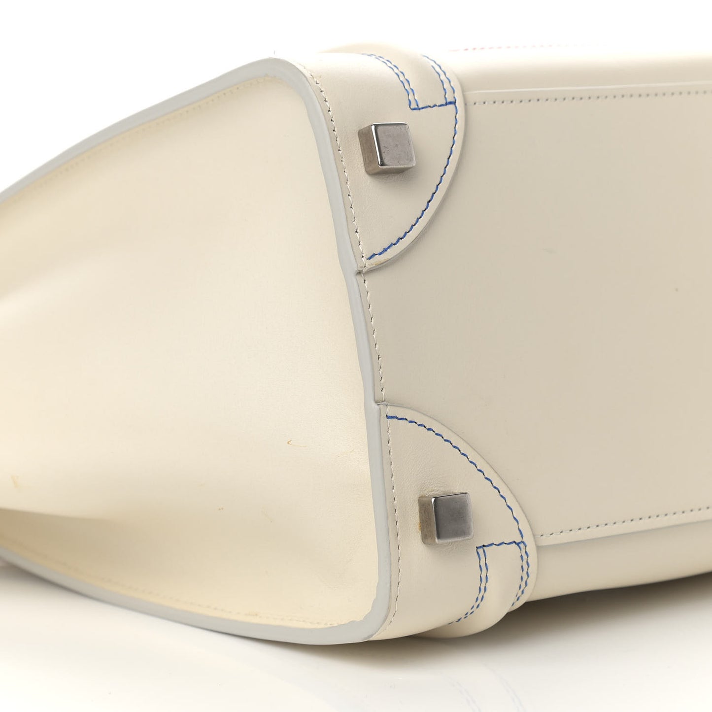 Smooth Calfskin Multicolor Double Stitching Micro Luggage White