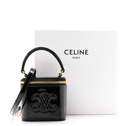 Celine Patent Calfskin Triomphe Mini Vanity Case Black 13 of 13