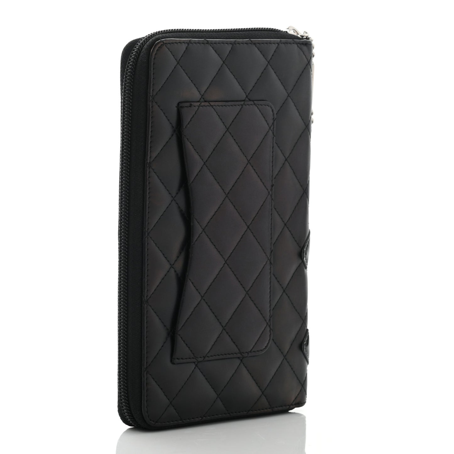 Calfskin Cambon Zip Around Organizer Wallet Black