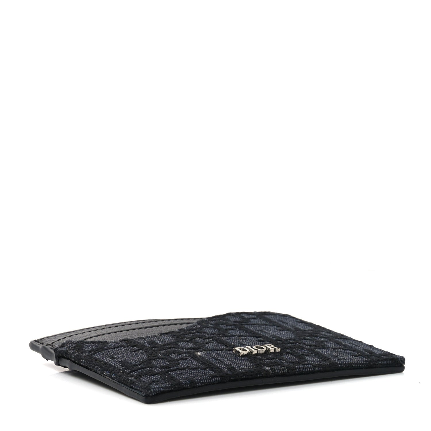 Christian Dior Oblique Grained Calfskin Marquetry Saddle Card Holder Black 4 of 7