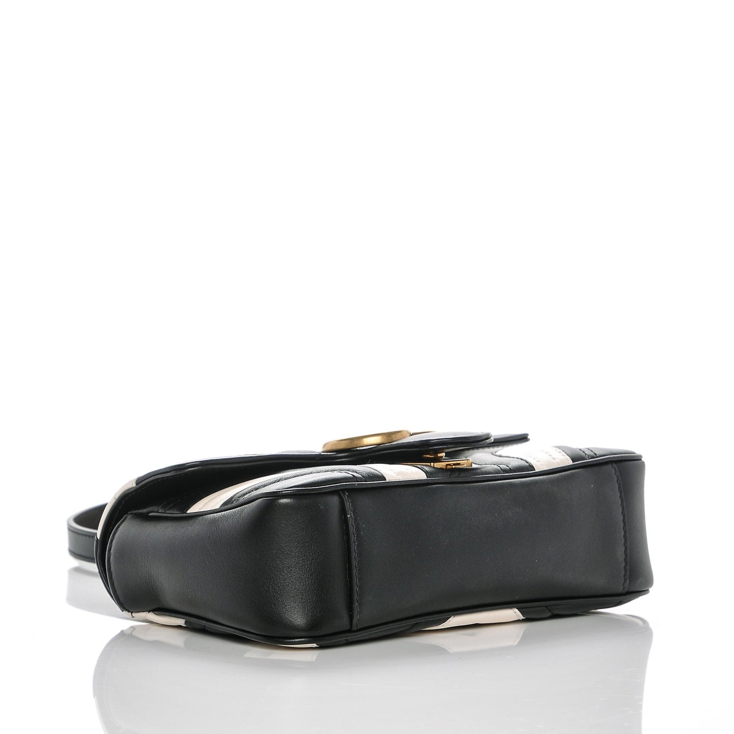 Calfskin Matelasse Mini GG Marmont Shoulder Bag Black White