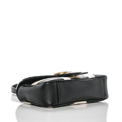 Gucci Calfskin Matelasse Mini GG Marmont Shoulder Bag Black White 4 of 6