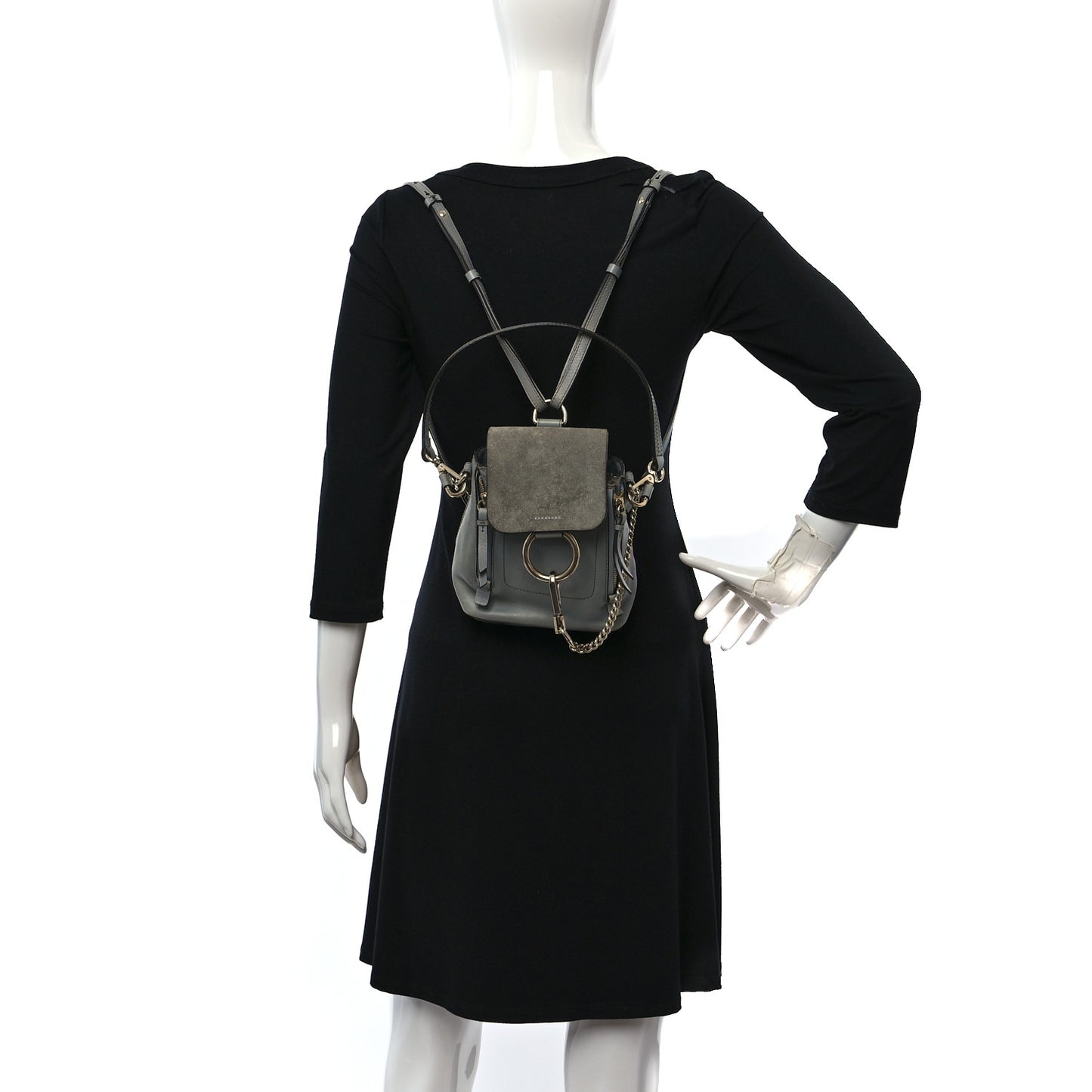 Suede Calfskin Mini Faye Backpack Washed Blue