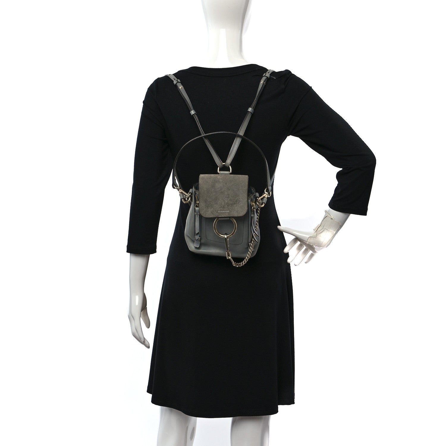 Chloe Suede Calfskin Mini Faye Backpack Washed Blue 3 of 10