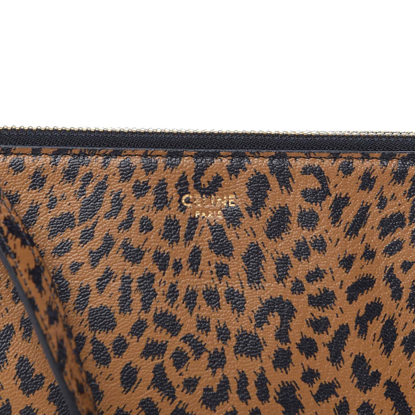 Goatskin Leopard Printed Small Trio Crossbody Bag Brown Black
