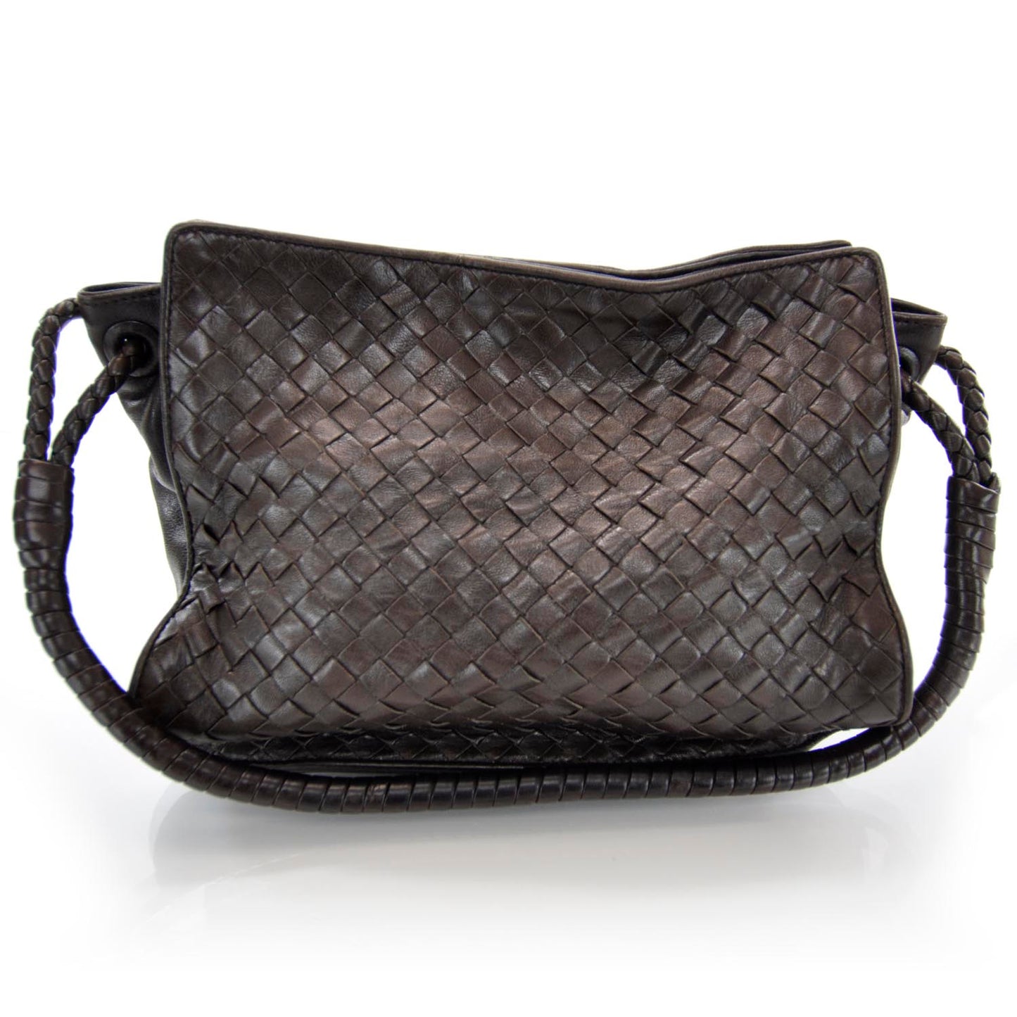 Nappa Intrecciato Shoulder Bag Ebano