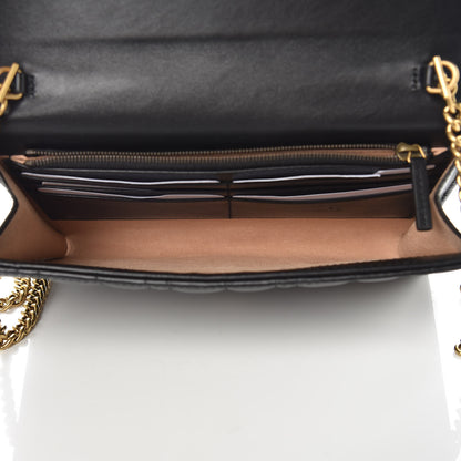Gucci Calfskin Matelasse Mini Pearly GG Marmont Chain Wallet Black 5 of 14