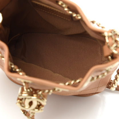 Chanel Calfskin Stitched Chain Bucket Bag Camel 5 of 10