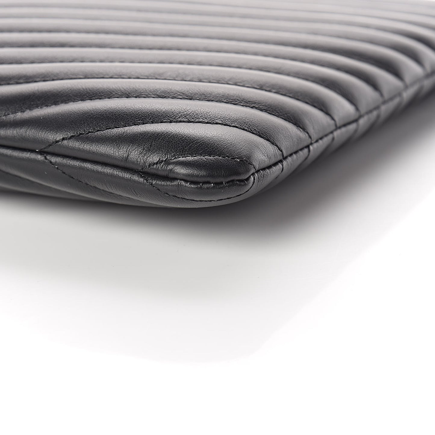 Calfskin Matelasse Chevron Monogram Document Holder Black