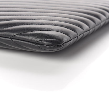 Saint Laurent Calfskin Matelasse Chevron Monogram Document Holder Black 9 of 9