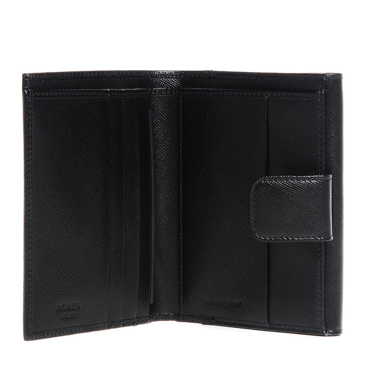 Saffiano Medium Flap Bi-Fold Wallet Black