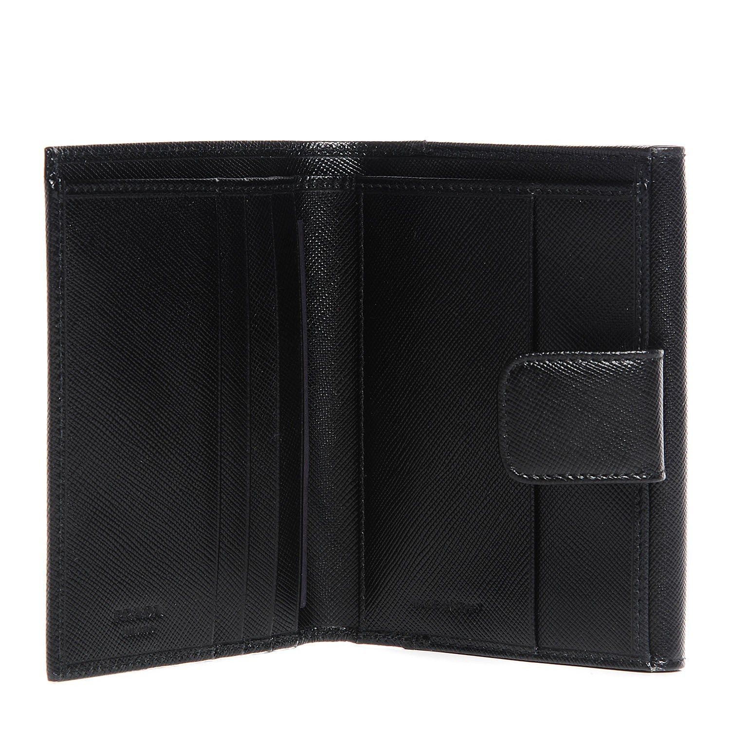 Prada Saffiano Medium Flap Bi-Fold Wallet Black 4 of 9