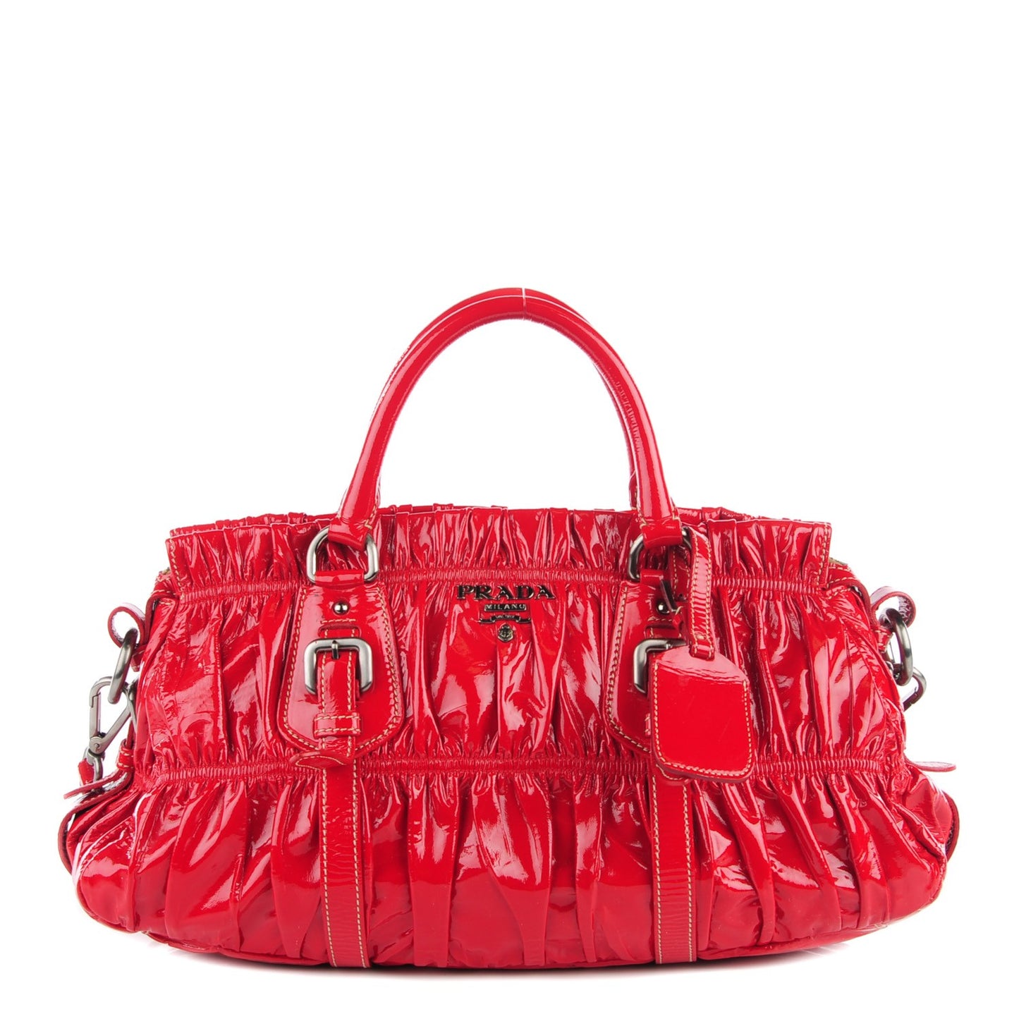 Vernice Patent Dressy Gaufre Tote Rosso