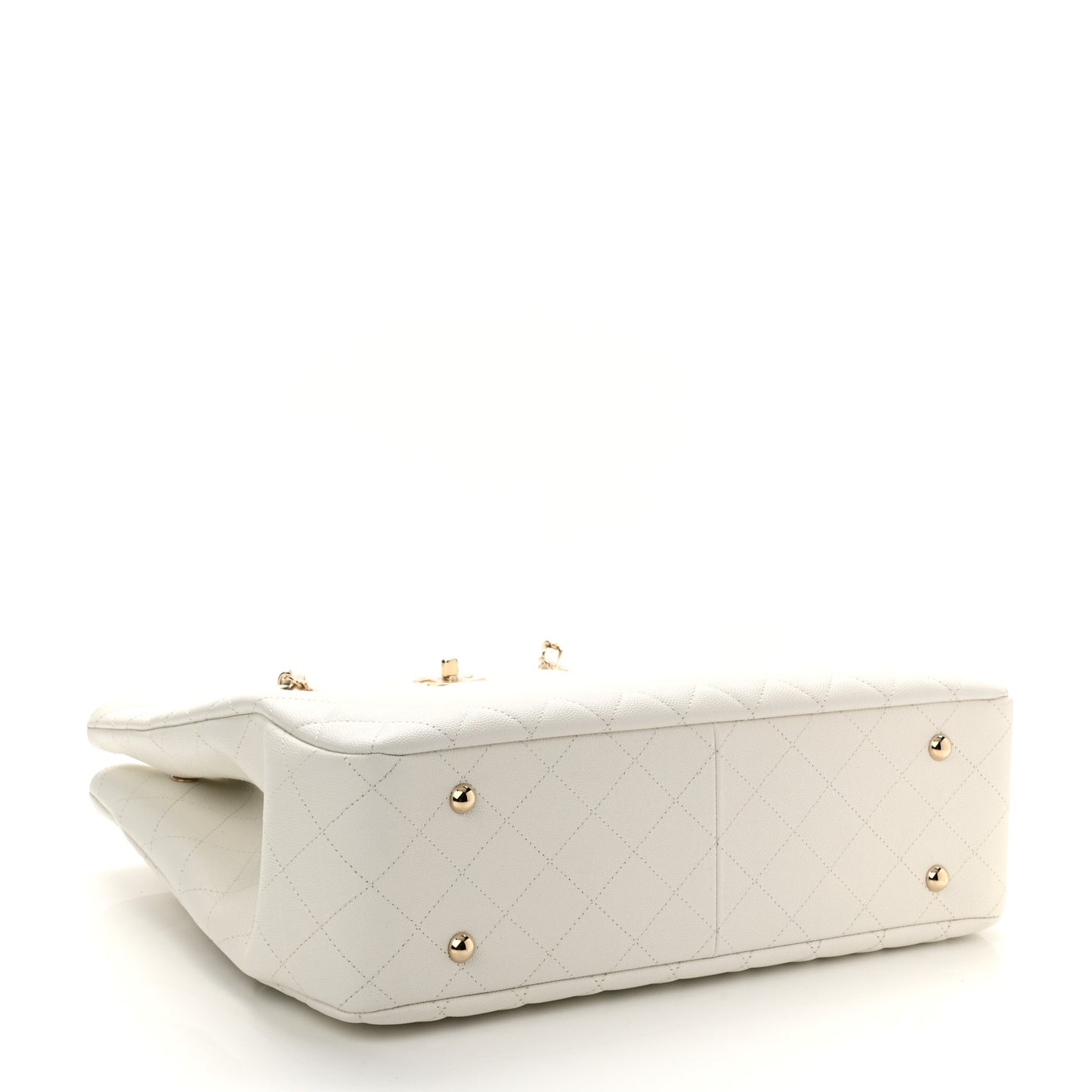 Caviar Quilted Large Classic Shopping Tote White