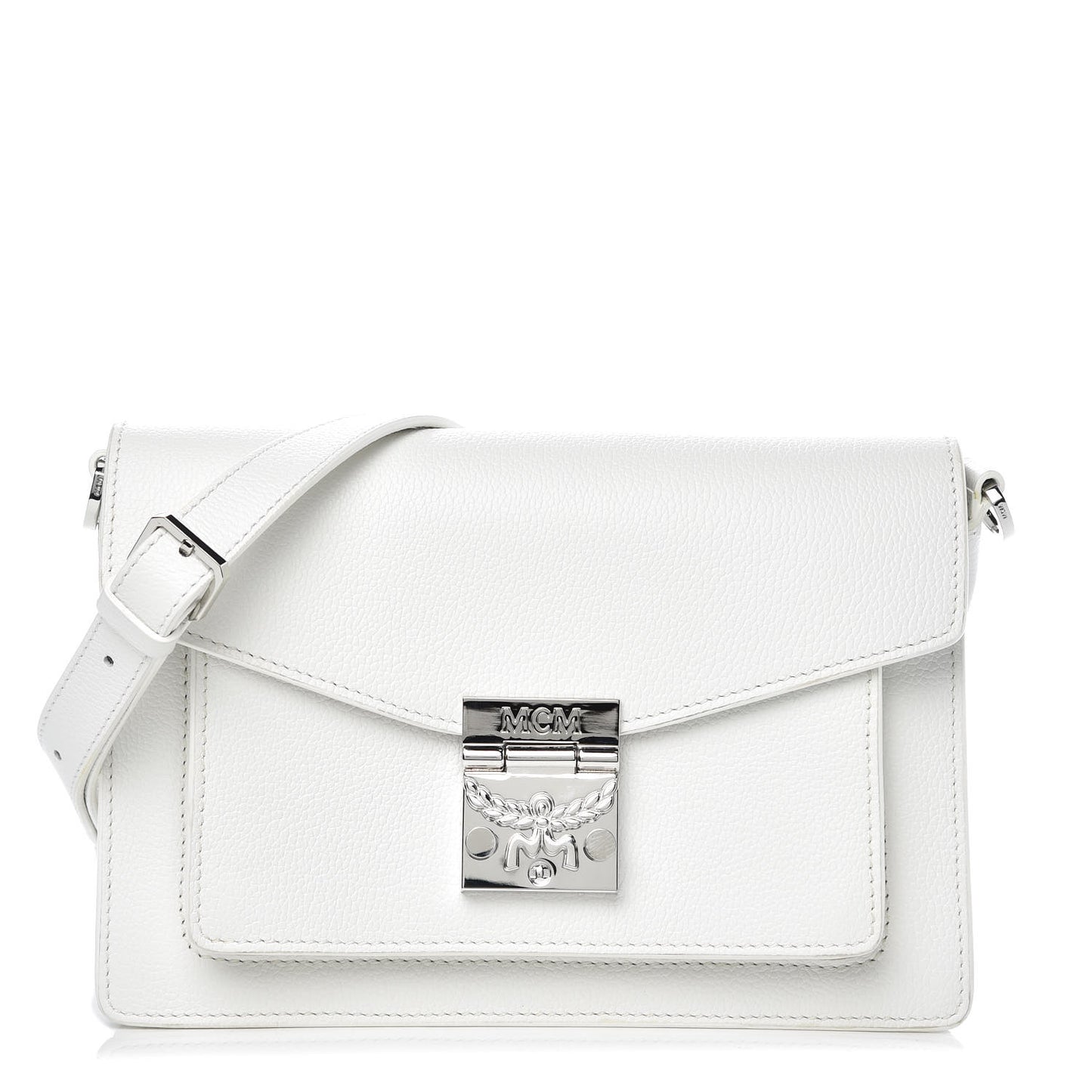 Grained Calfskin Small Patricia Crossbody White