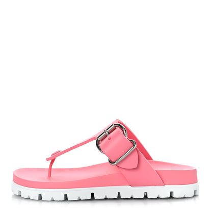 Prada EVA Rubber Buckled Lug Sole 20mm Thong Sandals 39 Begonia 1 of 8