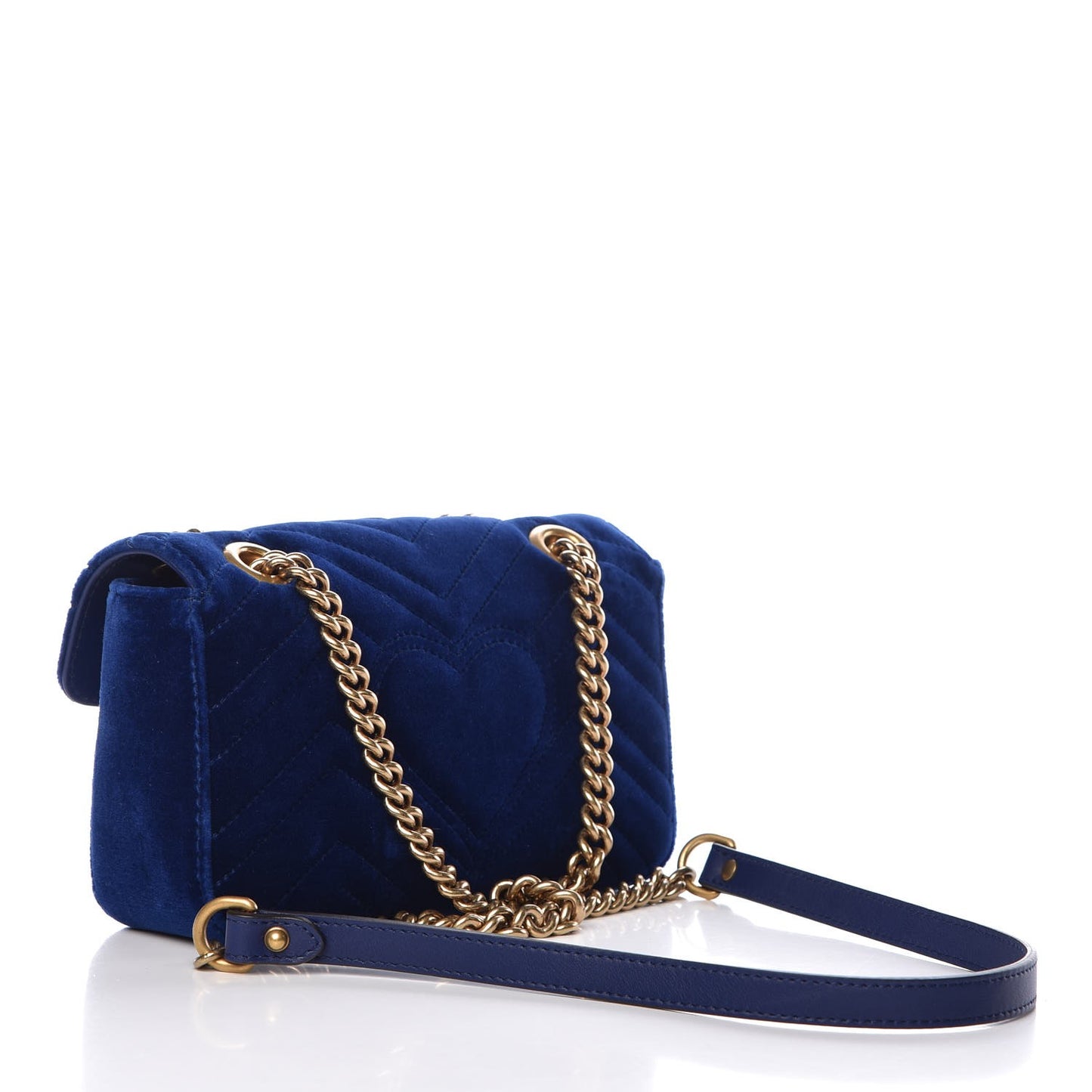 Velvet Matelasse Mini GG Marmont Shoulder Bag Cobalt Blue