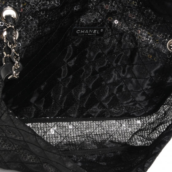 Hidden Sequin Maxi Flap Black