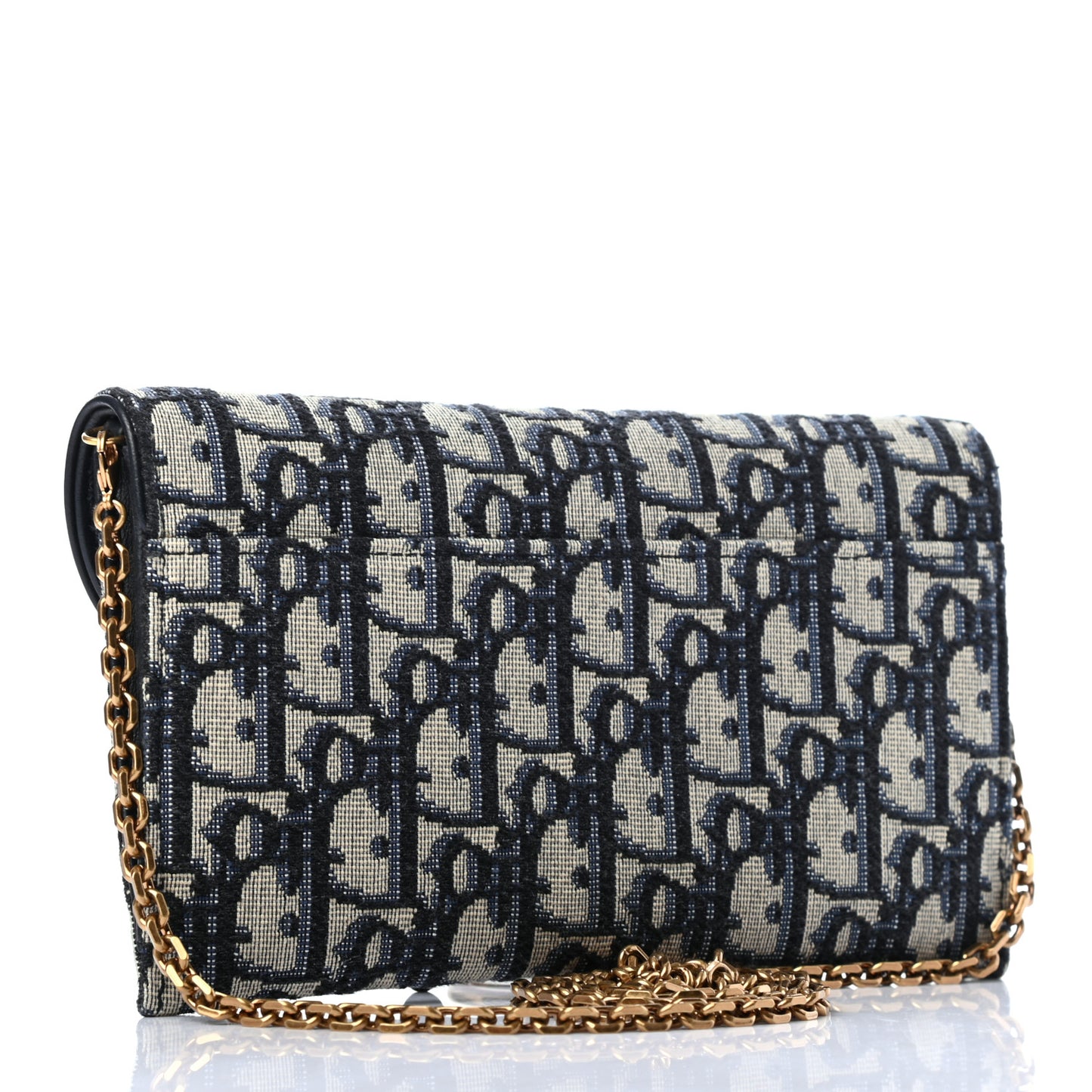 Oblique Saddle Chain Long Wallet Blue