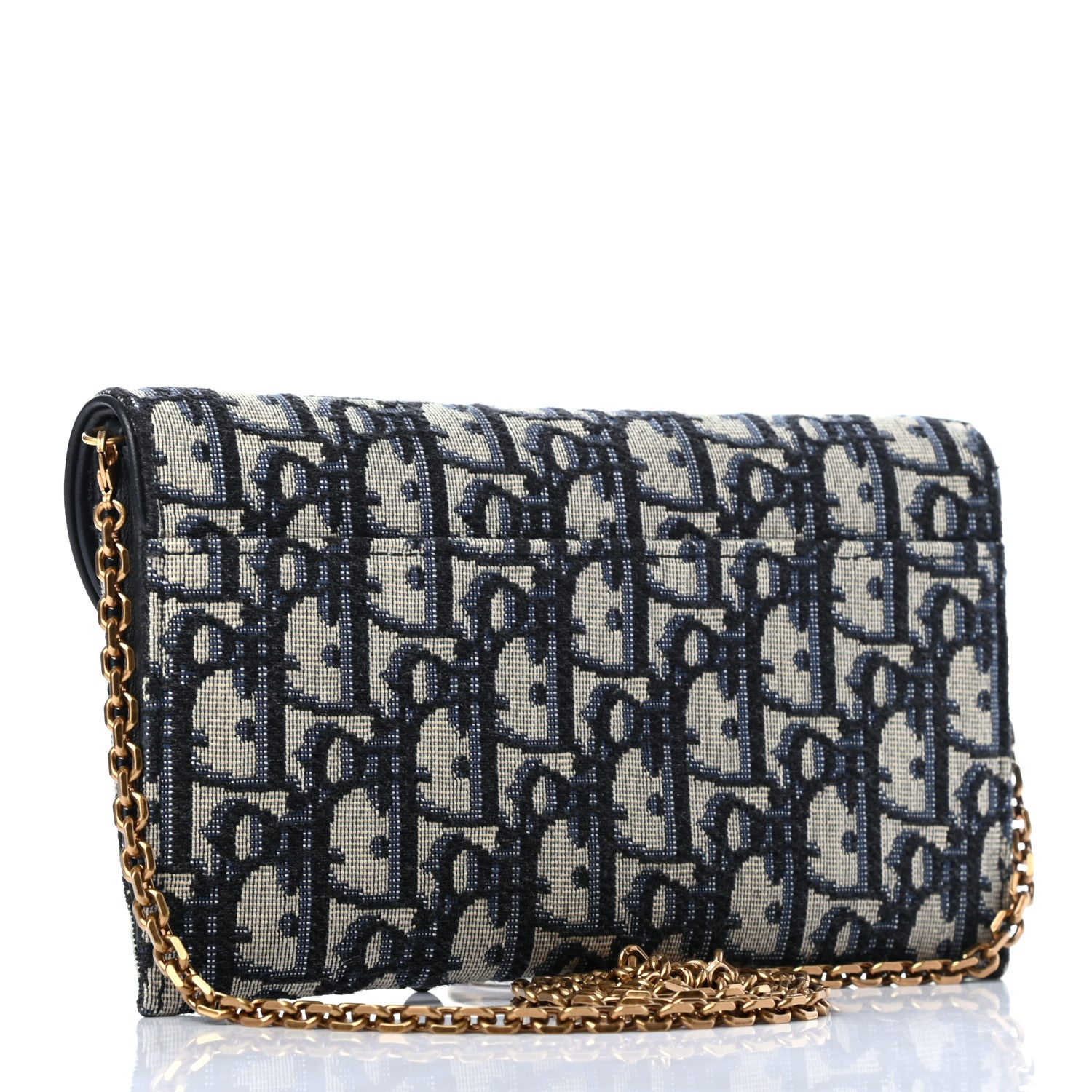 Christian Dior Oblique Saddle Chain Long Wallet Blue 3 of 7