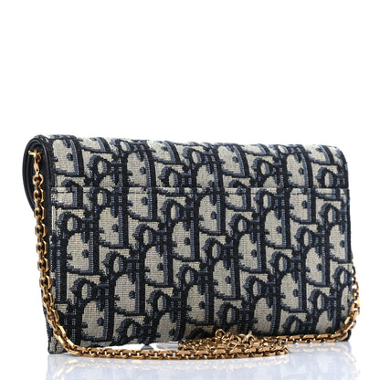 Christian Dior Oblique Saddle Chain Long Wallet Blue 3 of 7