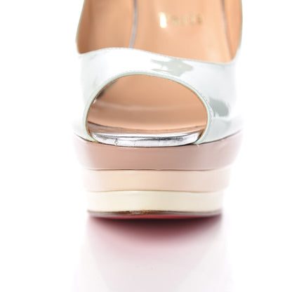 Christian Louboutin Patent 123 Scarpe 140 Platform Slingbacks 38.5 Ice Blue 8 of 11