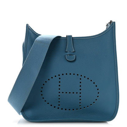 Hermes Taurillon Clemence EVELYNE III PM Blue Jean 1 of 12