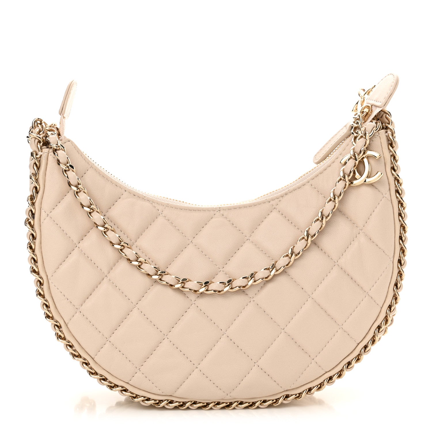 Chanel Lambskin Quilted Small Hobo Bag Light Beige 1 of 11