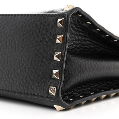 Valentino Garavani Pebbled Calfskin Rockstud Flip Lock Top Handle Bag Black 10 of 11