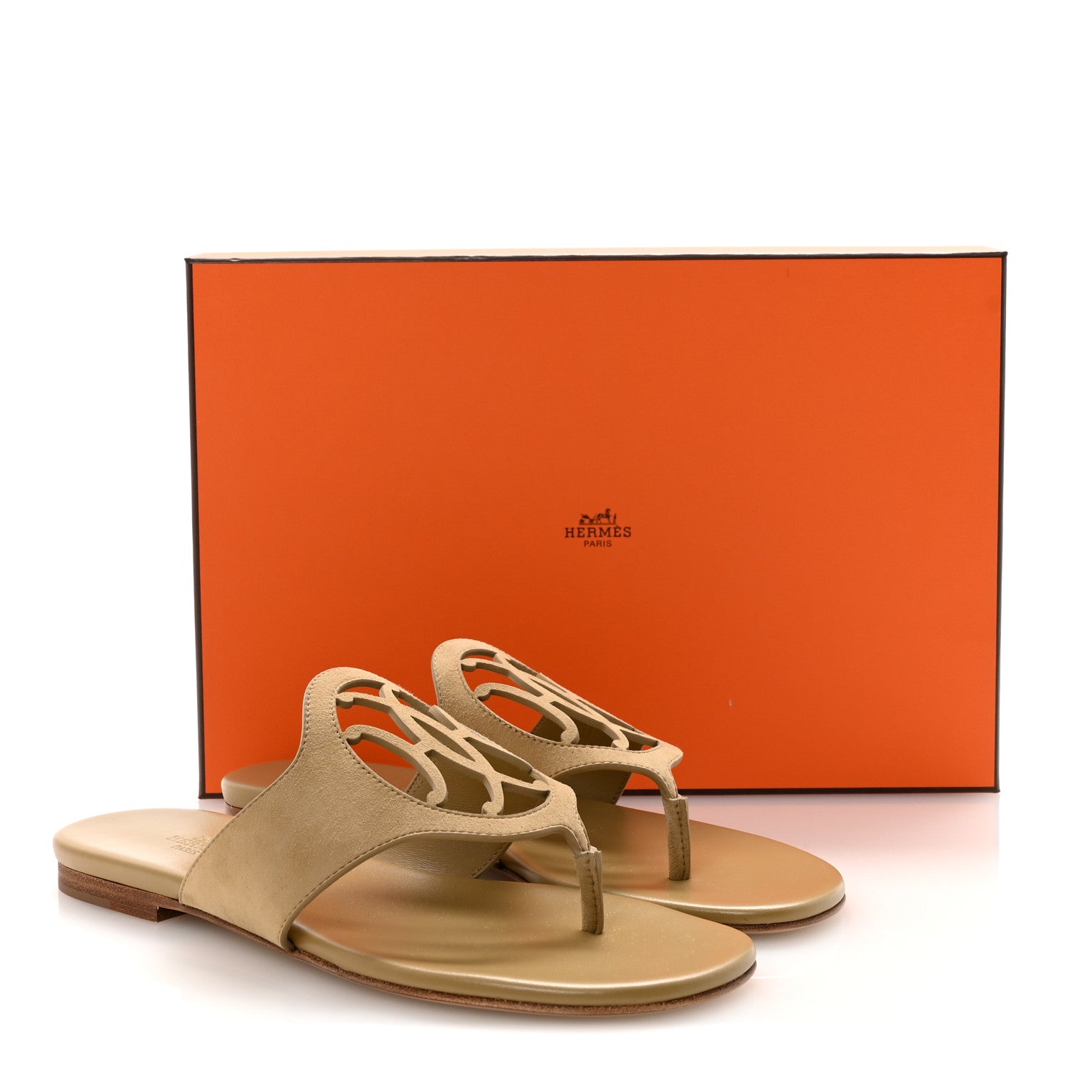 Hermes Suede Goatskin Mage Sandals 38 Beige Albatre 10 of 10