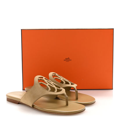 Hermes Suede Goatskin Mage Sandals 38 Beige Albatre 10 of 10